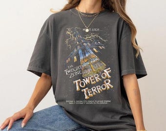 Vintage Retro Tower Of Terror Comfort Colors Shirt, Twilight Zone Shirt, Hollywood Studios Sweatshirt, Disney Rides Shirt