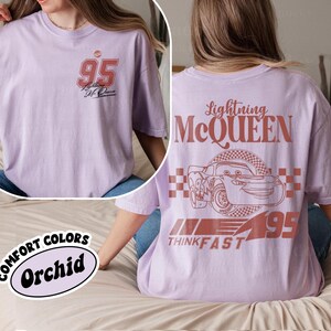 Lightning McQueen Cars Shirt, Disney Cars Shirt, Pixar Cars Shirt, Disney Cars Land Tee, Lightning McQueen Shirt, Piston Cup shirt Orchid (Comfort)