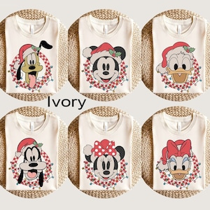 Chemise à carreaux rétro Mickey et ses amis, chemise de Noël Disney, chemise de Noël Mickey, fête de Noël Disney, vacances en famille Disneyland