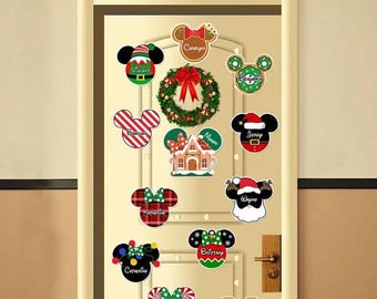 Personalized Mickey and Friends Disney Cruise Magnet, Disney Christmas Very Merrytime Cruise 2024 Magnet for Stateroom Door