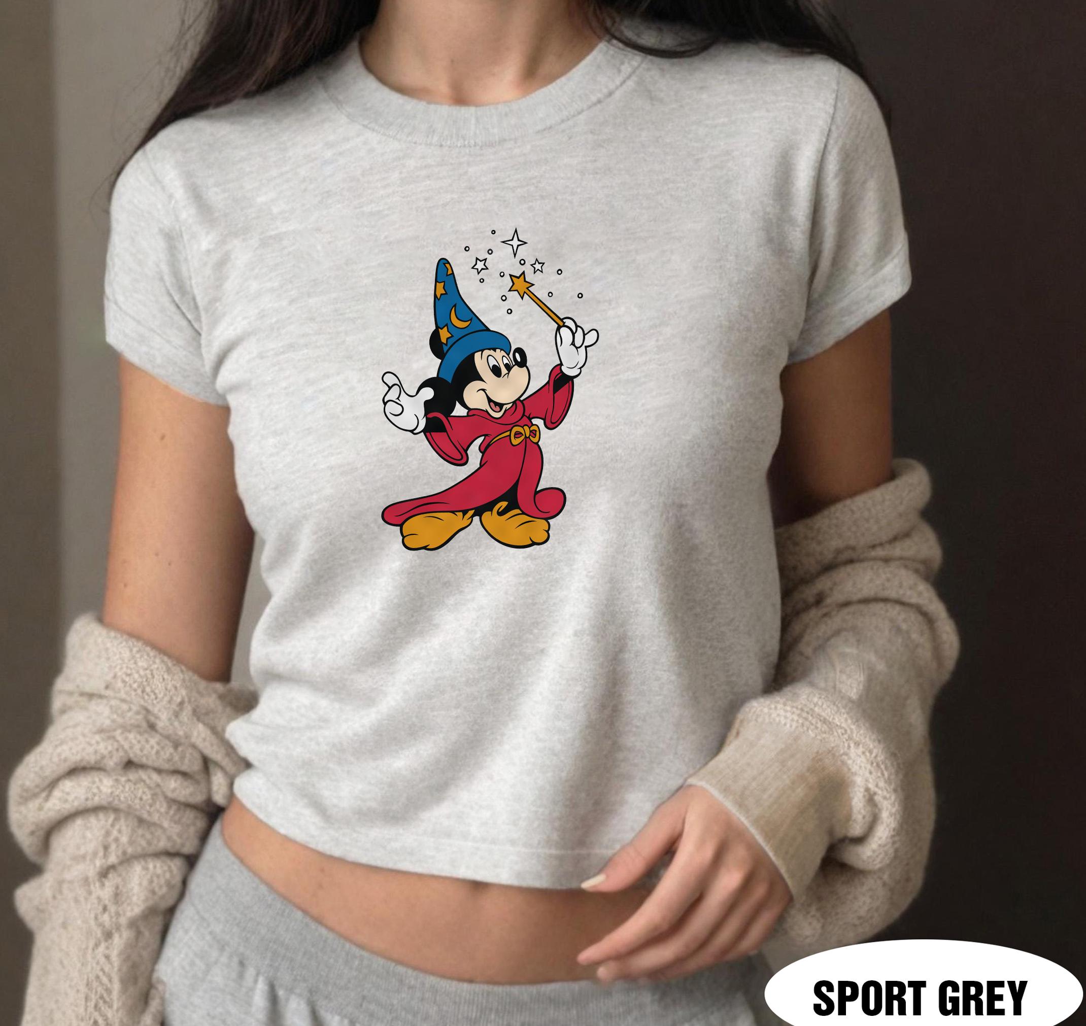 Disney Sorcerer Mickey With Little Imagination Baby Tee, Disney World Tee, Disney Fantasia Shirts, Magic Kingdom Shirts, Women Baby Tee
