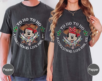 Retro Yo Ho Yo A Christmas Life For Me Christmas Disney Shirt, Mickey Minnie Christmas Couple Shirt, Christmas Disney Pirate Shirt