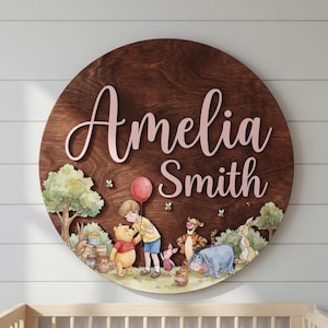 Personalisierte Disney Winnie The Pooh Türschild, Benutzerdefinierte Name Türschilder, Kinder Schlafzimmer Dekor, Kinderzimmer Türschild
