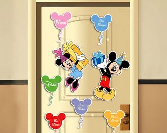 Personalized  Disney Cruise Mickey & Friends Birthday Balloon Magnet, Disney Birthday Family Cruise Ship Stateroom Door, Birthday Boy Girl