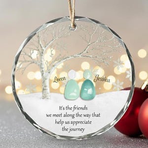 Adorno personalizado de vidrio marino de la amistad, Vidrio marino para mejores amigas, Amistad eterna, Adornos de vidrio marino, Adorno de alma gemela, Pareja