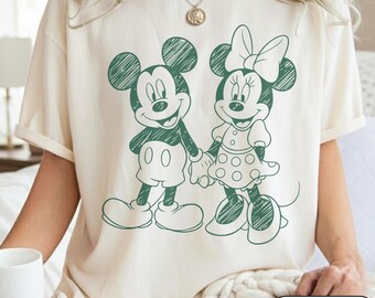 Vintage Mickey and Minnie Comfort Colors Shirt, Mickey and Minnie Matching Shirt, Minnie Mickey Couple Shirt, Disney Valentine Shirt