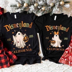 Retro Disney Mickey Minnie Boo Ghost Shirt, Disneyland Halloween Tee, Disneyland Family Trip Matching 2024, Mickey and Friends Ghost Shirt
