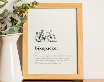 Bikepacking Poster, Bike Line Art, Minimalist Cycling poster, Digital Download, Gravel Bike poster, Extreme Sport, Bike poster,