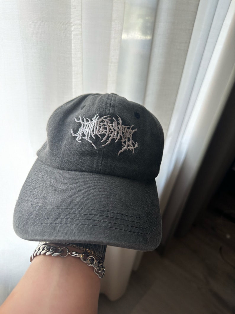 Embroidered gothic hat distressed cap y2k cap baseball cap trendy cap gothic style tiktok cap vintage look hat gothic headwear streetwear cap streetwear baseball cap