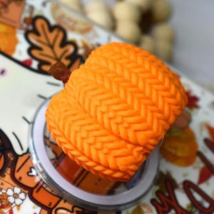 Phone kindle kobo popsocket grip with 3D Knit Pumpkin Design for Fall