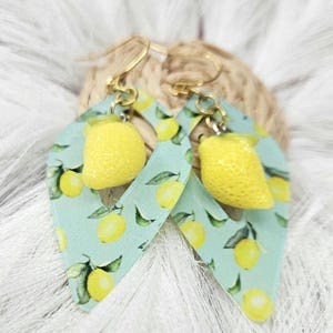 Lemon Drop Mint Acrylic Earrings - Gold Accent Statement Jewelry
