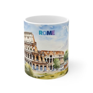 Rom Becher, Italien, Italienisch, Reise Geschenk, Aquarell Skyline, Skyline, Kaffeetasse, Latium Becher, Kolosseum, Reisebecher, Souvenir