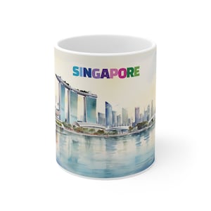 Singapore Skyline Mug, City-State, Travel Gift, Cityscape, Watercolor Skyline, Coffee cup, Singapore Skyline,Travel mug, Souvenir