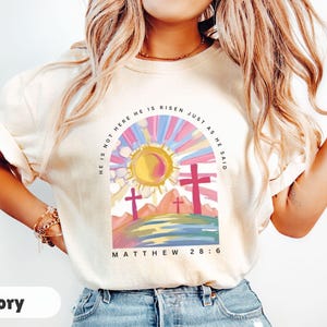 Christian Easter Shirt, He Is Risen Tshirt, Christian Shirt for Easter, Easter Shirts for Women, Easter Gift, Jesus T-shirt Happy Easter Tee