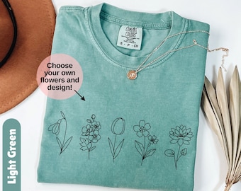 Custom Wild Flowers Shirt Wildflower Tshirt Comfort Colors Floral Shirt Botanical Flower T-Shirt Friend Gift For Her Nature Garden Lover Tee