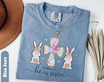 He Is Risen, Brushstroke Bunny Easter Tshirt, Womens Easter Shirt, Christian T-shirt for Easter, Jesus Shirt, Easter Gift for Christian