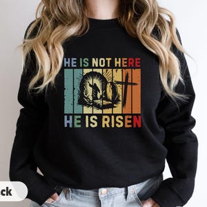 Christian Easter Sweatshirt, Retro Christian T-Shirt, Easter Shirts for Women, Easter Gift, Happy Easter Sweatshirt, Easter Crewneck