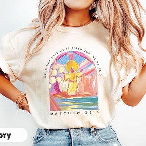 Christian Easter Shirt, He Is Risen Tshirt, Christian Shirt for Easter, Easter Shirts for Women, Easter Gift, Jesus T-shirt Happy Easter Tee