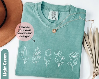 Custom Wild Flowers Shirt Wildflower Tshirt Comfort Colors Floral Shirt Botanical Flower T-Shirt Friend Gift For Her Nature Garden Lover Tee