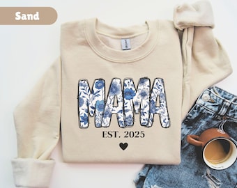 Personalized Mama Sweatshirt Mothers Day Gift Birthday Gift for Mom New Mom Gift for New Mom Custom Mom Sweatshirt Mama Crewneck Mama Shirt