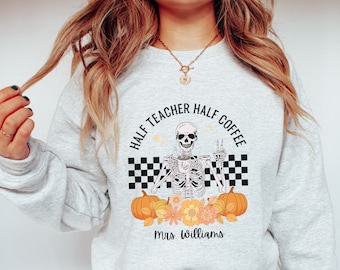 Custom Halloween Teacher Sweatshirt Personalized Teacher Halloween Sweatshirt Spooky Teacher Sweater Halloween Teacher Gift Boo Sweatshirt