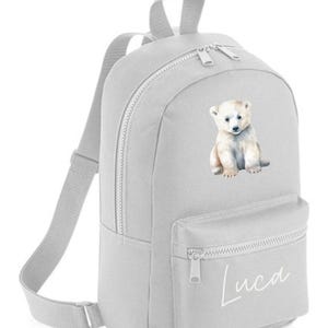 Nom personnalisé initial sac à dos sac à dos cartable enfants pépinière tout-petits sac n'importe quel nom maternelle ours polaire sac