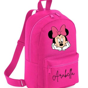 For Children - Personalised Pink Minnie Backpack Mouse ANY NAME Back To School Bag Backpack Kids Nursery Toddler Rucksack
