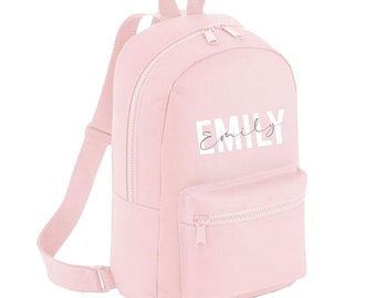 Personalised Name Initial Backpack Navy Girls Boys Pink Kids Nursery Toddler Kindergarten Children Pre School Rucksack School Bag Backpack