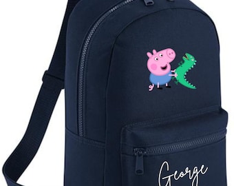 For Children - Personalised Peppa Pig or George Pig Backpack ANY NAME Back To School Bag Backpack Kids Nursery Toddler Personalised Backpack