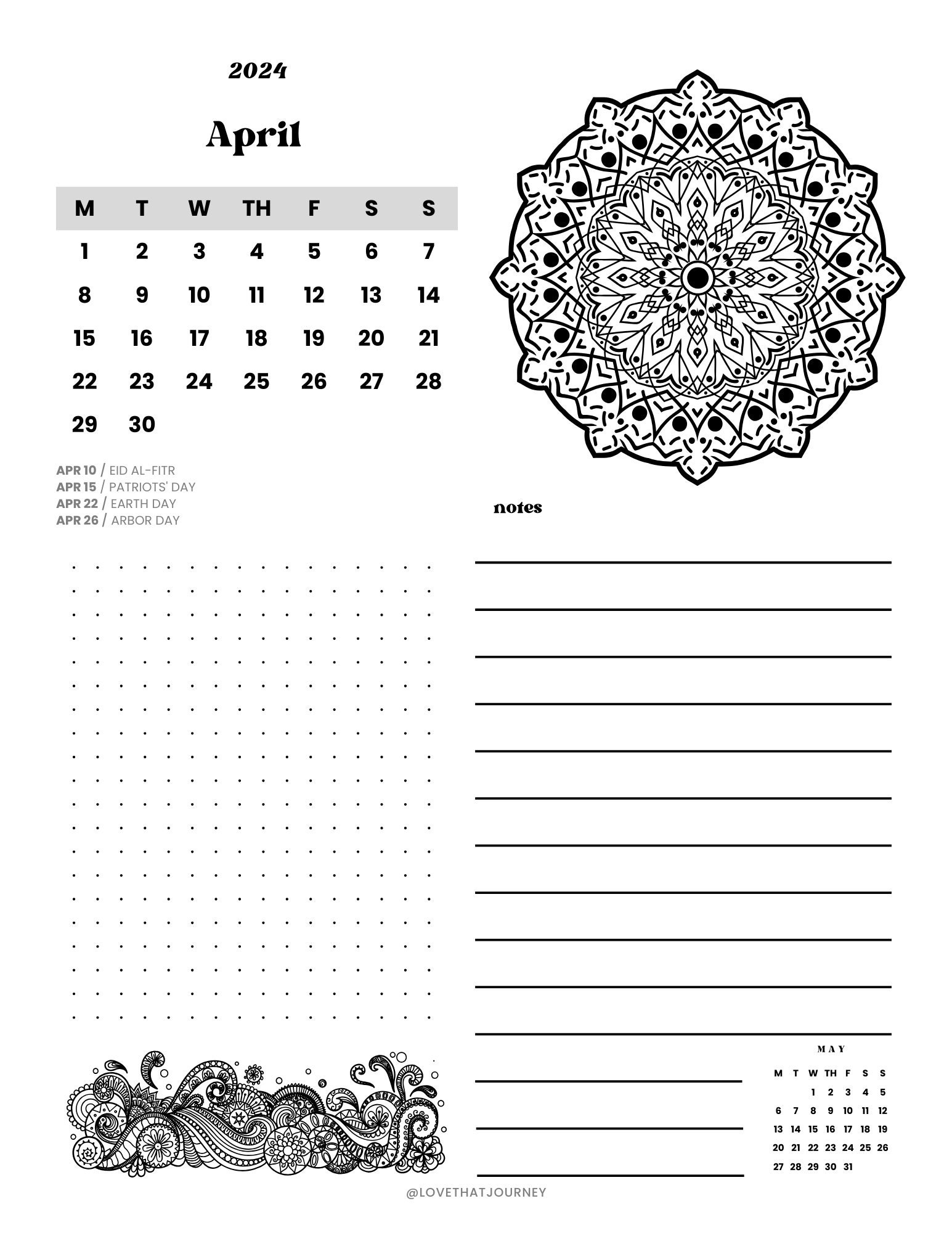 2024 Mandala Calendar-color My Own - Etsy
