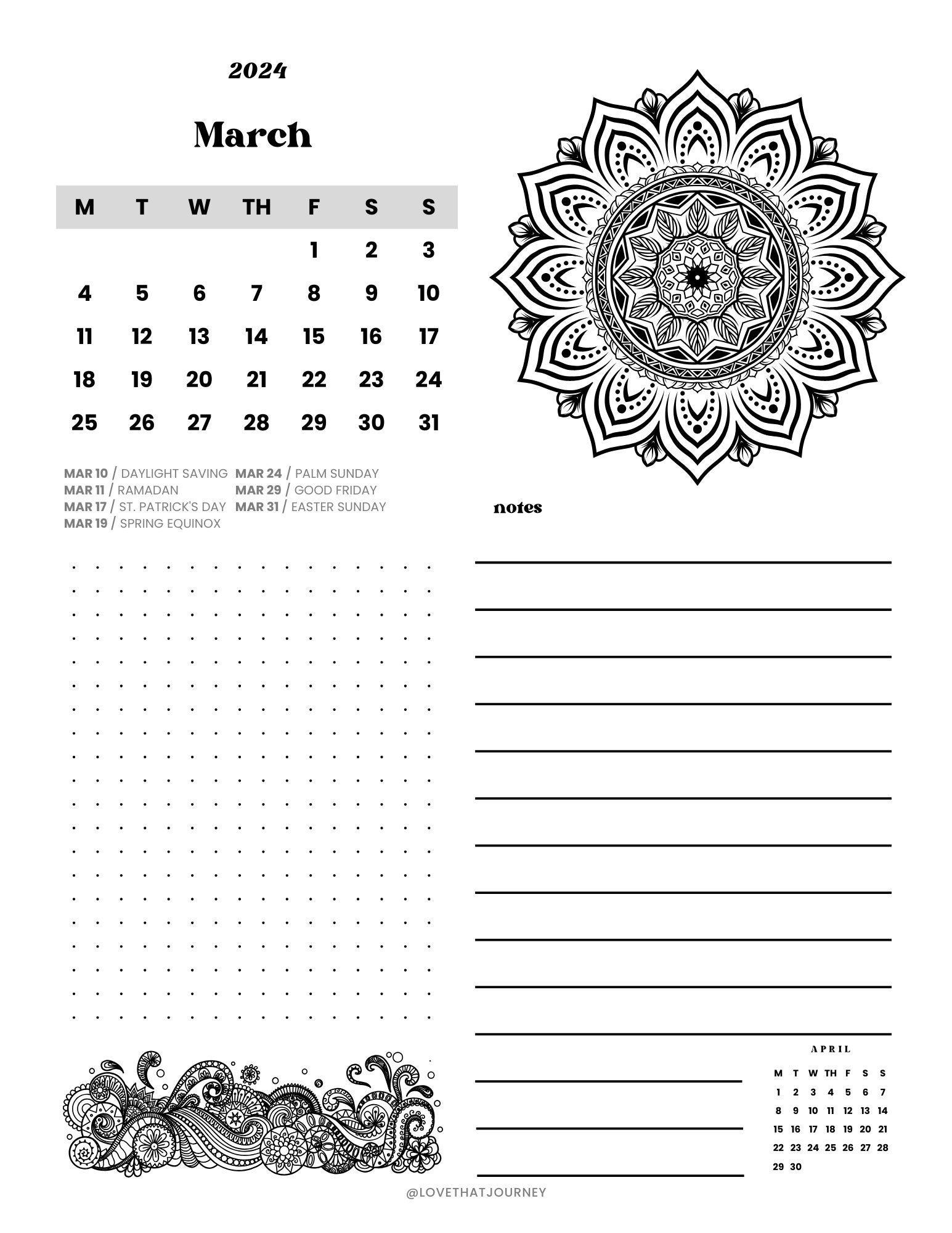 2024 Mandala Calendar-color My Own - Etsy