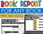 Printable Book Report Templates, Homeschool Reading (Digital Download)