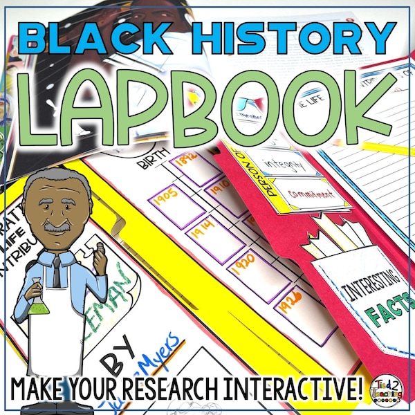 Projet de lapbook du Mois de l'histoire des Noirs, activités et rapport sur la biographie de l'histoire des Noirs, organisateurs graphiques
