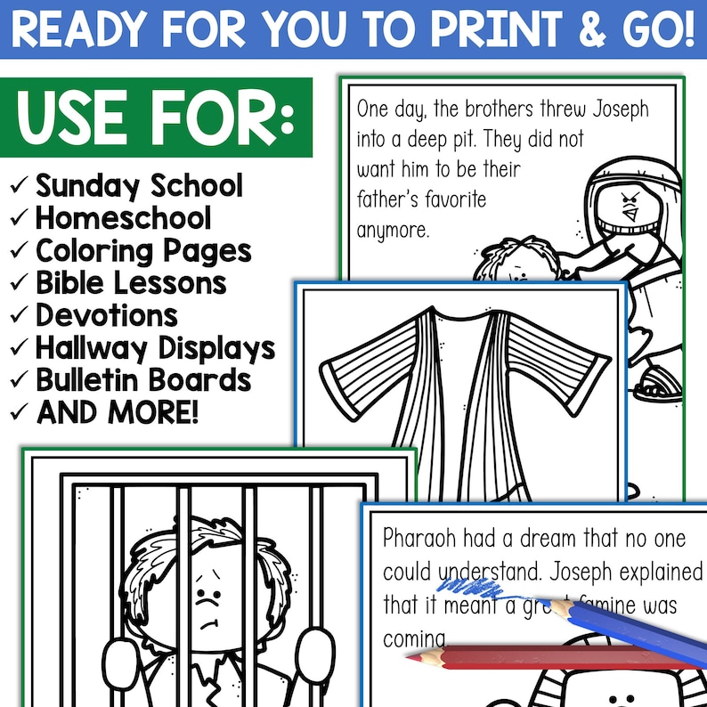 Joseph and His Brothers Bible Story Coloring Pages | Sunday School ...