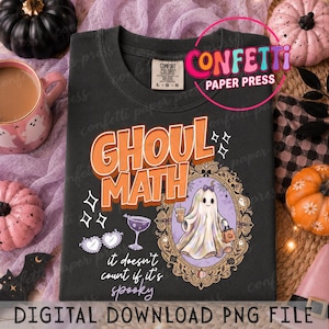 Ghoul Math PNG, Coquette Halloween Ghost Shirt Design (Digital Download)