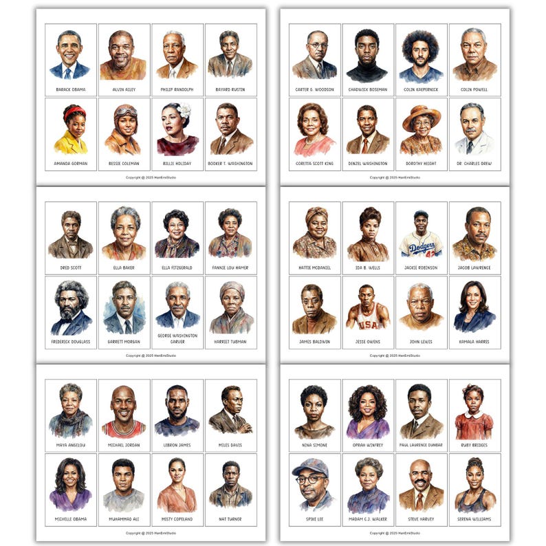 100 Black History Printable Flashcards; African American History ...