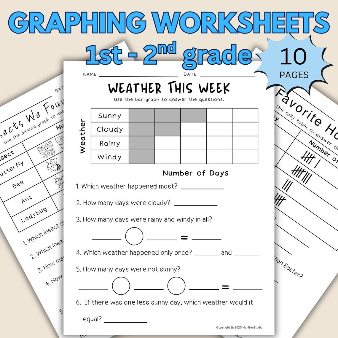 Graphing Worksheets for 1st – 2nd Grade; Data and Graphing Worksheets ...