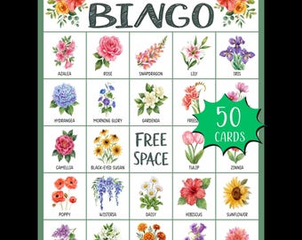 Juego de bingo de flores para imprimir; Identificación de flores; Actividad para fiesta de primavera; Despedida de soltera botánica; Identificación de la naturaleza; Bingo de primavera