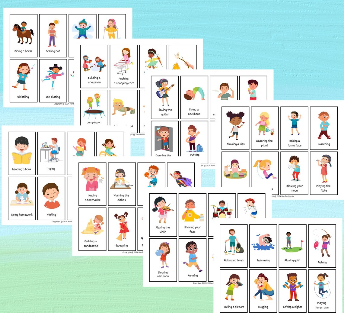 160 Kids Picture Charades Cards; Educational Game for Children; Family ...