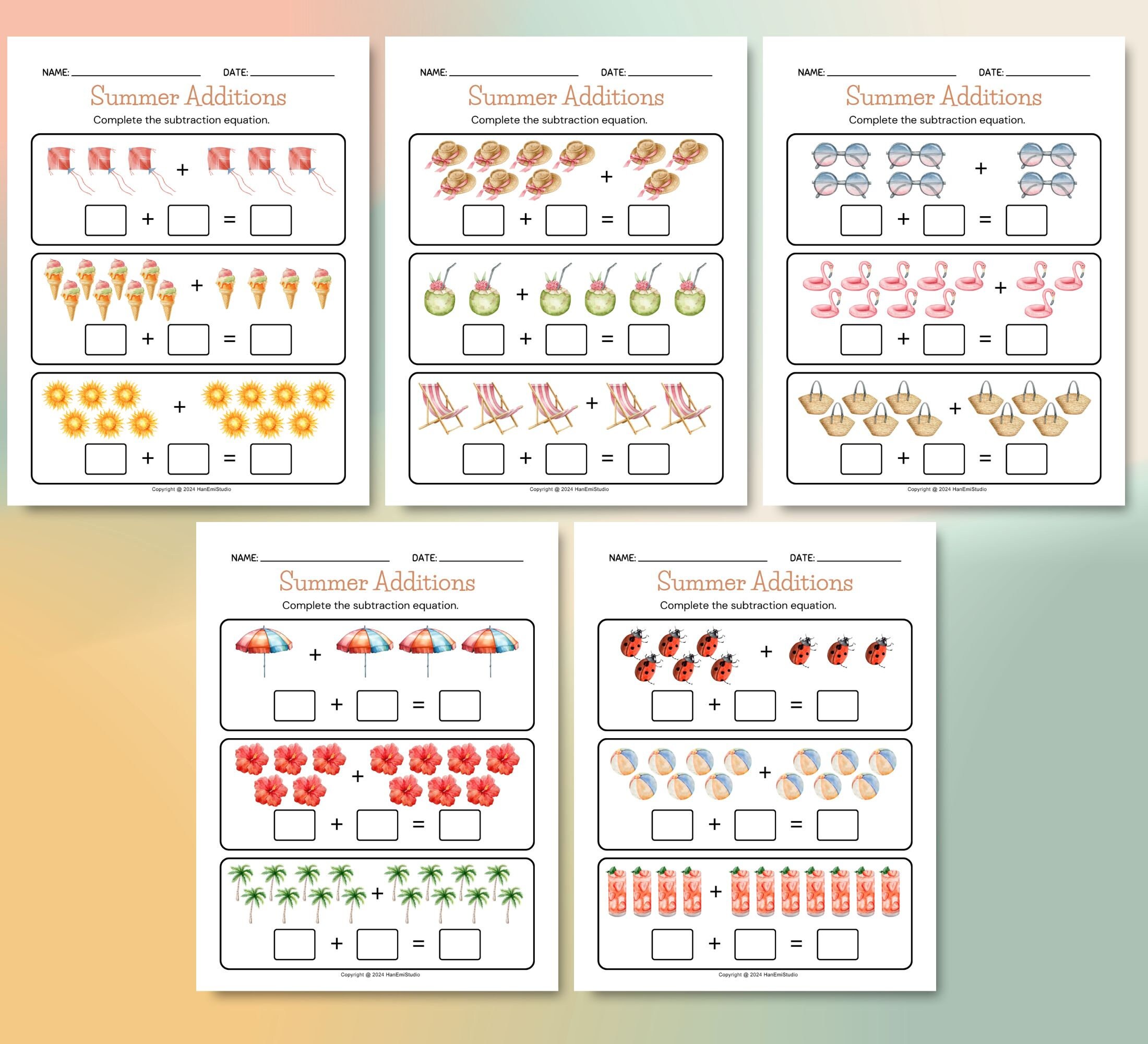 15-simple Summer Addition Worksheets for Preschoolers and ...