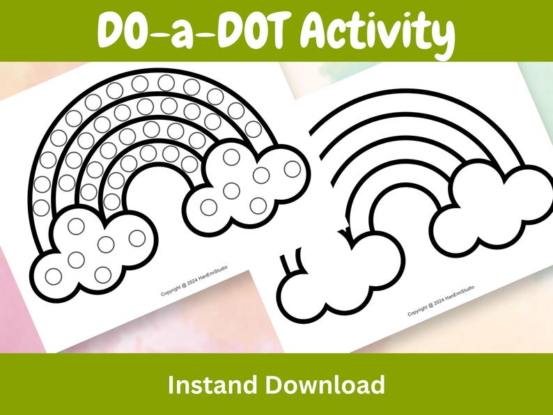 4 Rainbow Do-a-dot Worksheets for Kids; Color Matching Activity; Dot a ...