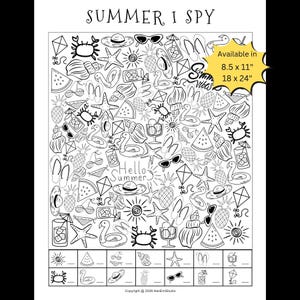 Juego imprimible de objetos ocultos de verano; Juego para viajes por carretera; Actividad de verano; Juego de viaje por carretera; Actividad de fin de curso; Vacaciones de verano