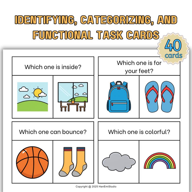 Identifying, Categorizing, and Functional Task Cards; Attribute Task ...