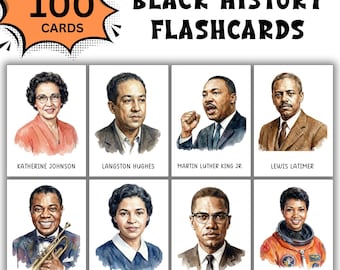 100 Black History Printable Flashcards; African American History; Bulletin Board Display; Classroom Décor; African American Heroes