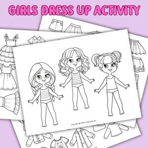 Printable Dress Up Activity; Printable Paper Doll; Fashion Paper Dolls; Pretend Game for Kids; Paper Doll Busy Book; Color and Dress up Doll
