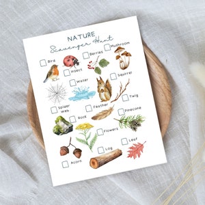Werkblad natuurspeurtocht; Bosspeurtocht; Pagina natuurspeurtocht; Speurtocht voor kinderen; Afdrukbare speurtocht