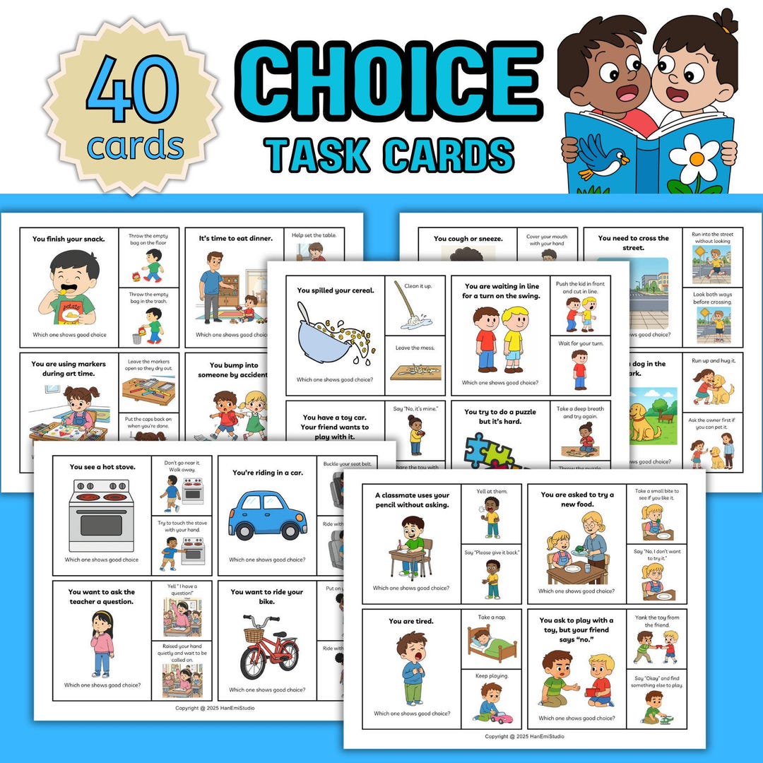 Choice Task Cards; Social Skills; Autism; Special Education; Best ...