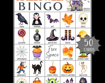 Halloween Bingo Game Printable; Spooky Halloween Party Game; Spooky Bingo; Printable Bingo; Spooky Party Game; October Bingo