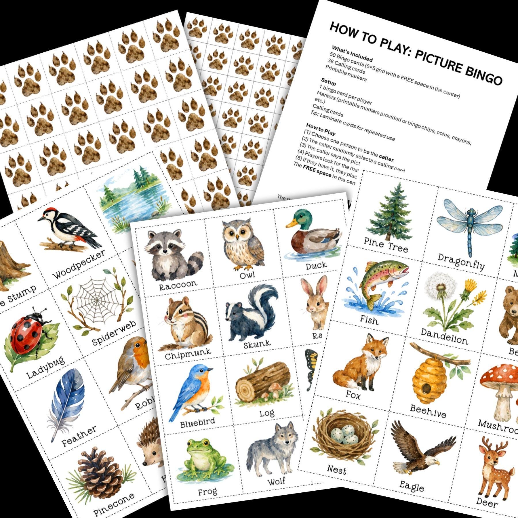 Wildlife Bingo Game Printable; Forest Animal Bingo; Woodland Activity ...
