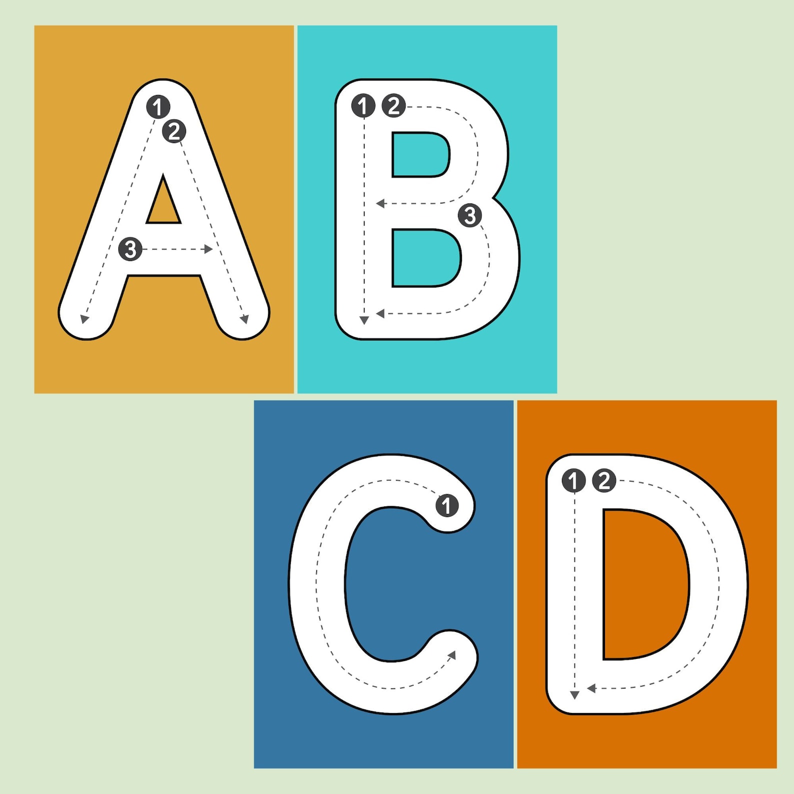 26 Alphabet Tracing Cards Upper Case Letters; Flash Cards; Handwriting ...